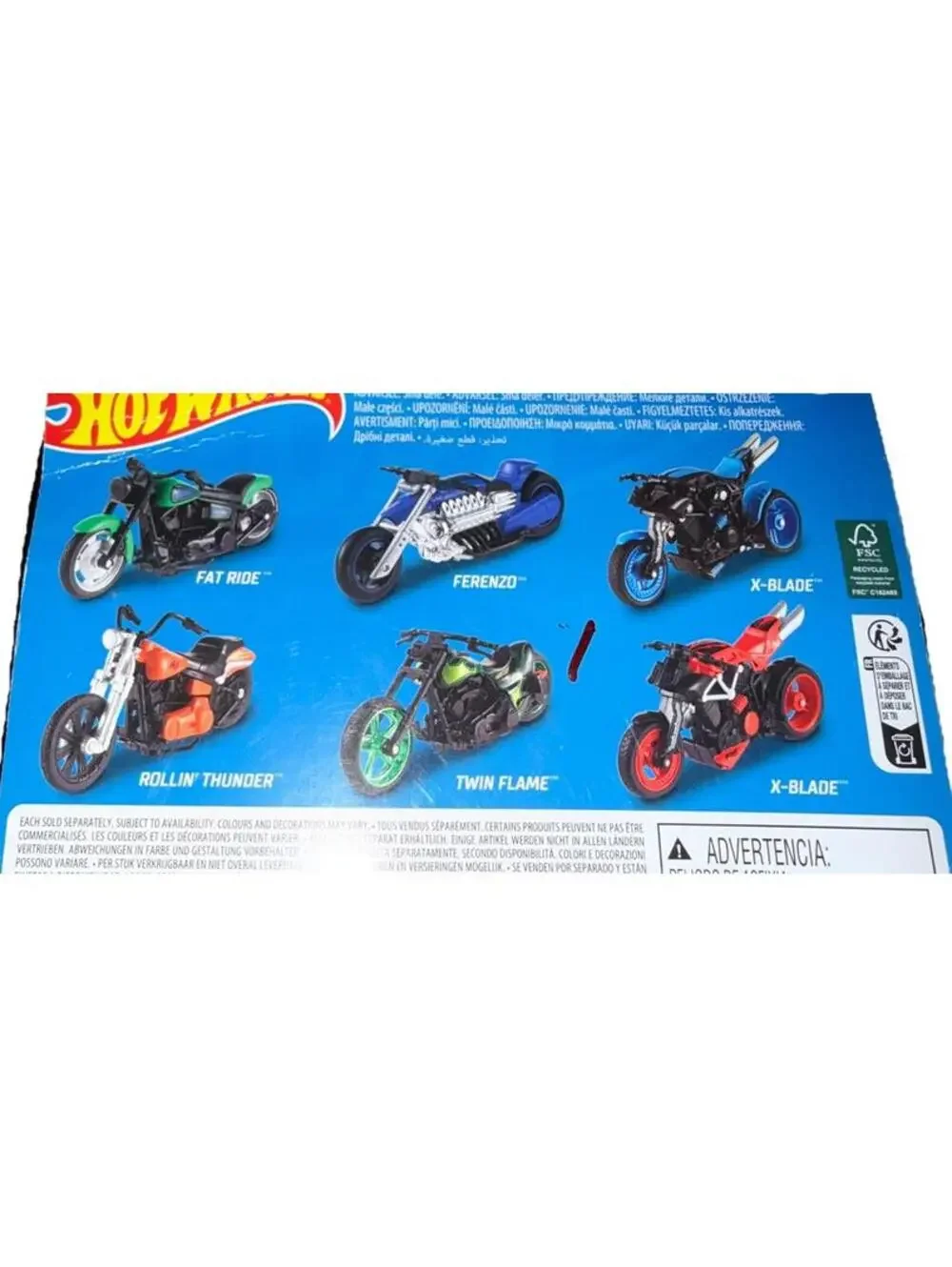Hot Wheels Motorcycles Assortment X4221 Complete Set Of 6 - X-Blade, Twin Flame